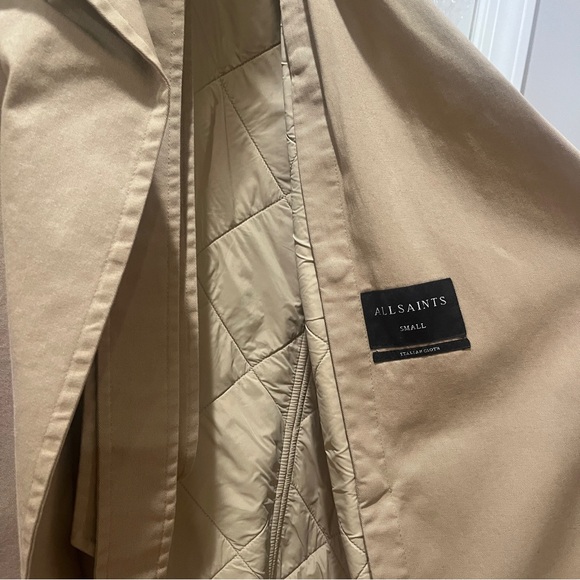 All Saints Lou Mac Coat Detachable Collar and Lining - Small Beige Minimalist - Picture 7 of 10